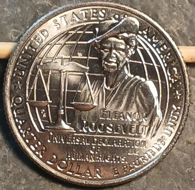 2023 D Eleanor Roosevelt Quarter Die Chip On Hat Error & Doubling On The Reverse - Image 1 of 4