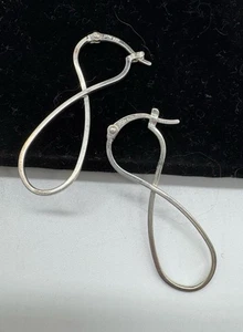 Vintage Sterling Silver Infinity Hoop Earrings 925 Signed JCM Pierced - Picture 1 of 5