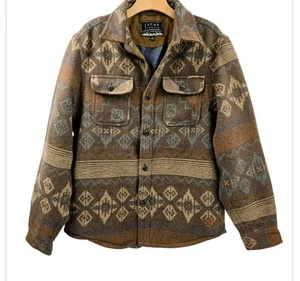 Jachs New York Shacket Jacke Herren mittelbraun Southwest Aztec gefüttert Mantel - Bild 1 von 16