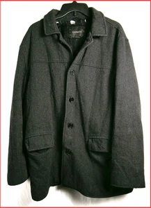 Express Jacket Mens Large Gray Wool Blend Peacoat FREE SHIPPING - Picture 1 of 12
