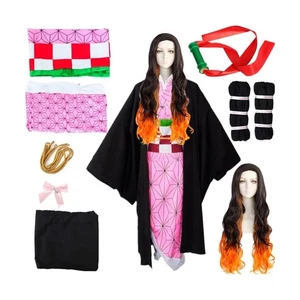 NWT Anime Demon Slayer Kimetsu no Yaiba Kamado Nezuko Cosplay Kids M/L sz. 140 - Picture 1 of 8