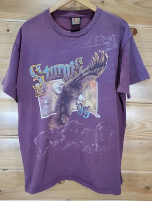 Camisa De Motociclista De Colección 3D Emblema Sturgis 95 Eagle Buffalo Hombres XL Doble Cara Golpeada Foto 1 de 4