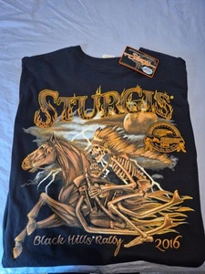 Sturgis Black Hills Rally 2016 2XL Black T-Shirt New With Tag - Picture 1 of 6