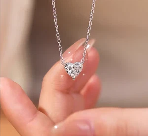 1ct Necklace Pendant White Gold Diamond Test Pass Lab-Created VVS1/D/Excellent - Picture 1 of 3