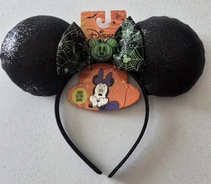 Disney Glitzer Halloween Minnie Maus Ohren leuchten im Dunkeln Schleife Stirnband  - Bild 1 von 10