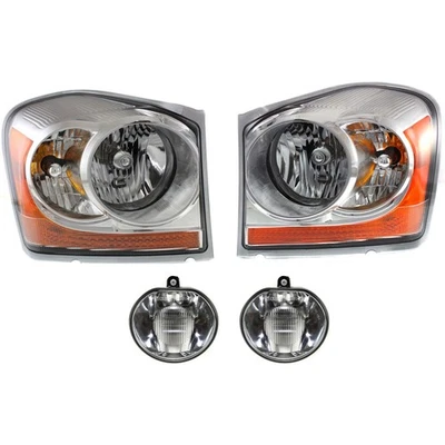 Headlight Kit For 2006 Dodge Durango Left & Right Side Clear Lens Chrome Housing — 第 1/4 张图片