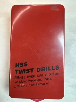 HSS 扭转钻金属指数 29 扭转钻 1/16-1/2 x 1/64 增加 — 第 1/4 张图片