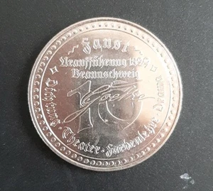 Gedenkmünze Uraufführung Faust 1829 in Braunschweig J. W. v. Goethe - Bild 1 von 2