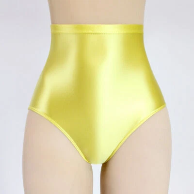 Women Sexy High Waist Shorts Shiny Glossy Gym Yoga Leggings Briefs Knickers Plus - Image 1 of 4