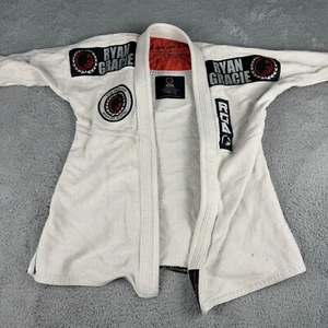 Vintage Ryan Gracie Kimono Unisex Erwachsene weiß 100% Baumwolle bestickte Logos - Bild 1 von 16