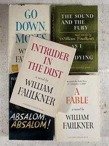 William Faulkner 5 Modern Library Sound Fury Absalom Go Down Moses Intruder Dust - Foto 1 di 12