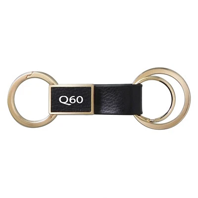 Infiniti Q60 Round Hook Leather Strip Double Ring Golden Metal Key Chain - Image 1 of 4