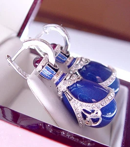 WUNDERSCHÖNE OHRRINGE aus STERLINGSILBER 925 mit ECHTEM LAPIS und EMAILLE - Bild 1 von 1