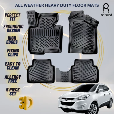 Floor Mats Liners For Hyundai ix35 2009-2015 All Weather Heavy Duty 3d Car Rugs - Image 1 of 4