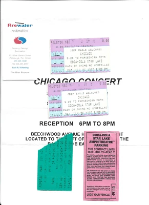 CHICAGO CONCERT TICKETS,FLYER,PARKING,BUSINESS CARD~STAR LAKE,PITTSBURGH,PA 1997 - Image 1 of 4