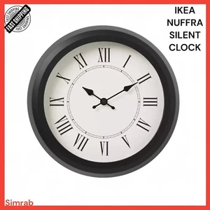 IKEA NUFFRA Wall Clock Low-voltage/black 9 ¾" Silent Clock Sealed! - Picture 1 of 4