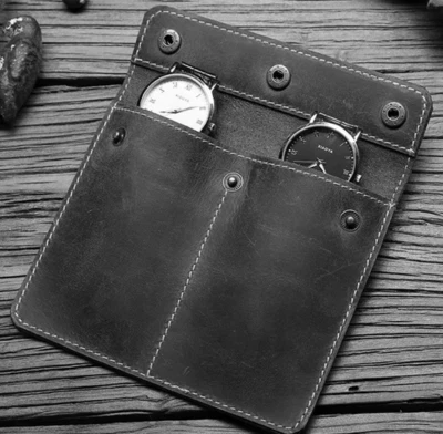 Reloj de pulsera Bolsa Soporte para bolígrafo Cuero de vaca Almacenamiento Estuche de bolsillo Bolsa Negro H392 Foto 1 de 4