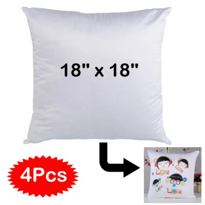 Funda de cojín en blanco sublimación blanca de 18"x18" 4 piezas funda de almohada decoración del hogar Foto 1 de 4