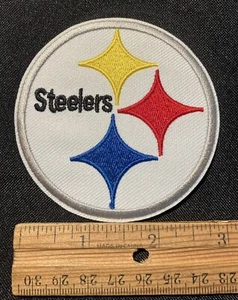 Pittsburgh Steelers bestickt 3" RUNDER Bügelbild Patch schwarz & gelb Fußball - Bild 1 von 2