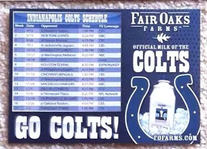 RARE INDIANAPOLIS COLTS 2010 SCHEDULE MAGNET - MANNING LAST SEASON - MINT! - Picture 1 of 1