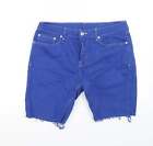 Preworn Womens Blue Cotton Cut-Off Shorts Size L L11 in Regular Button