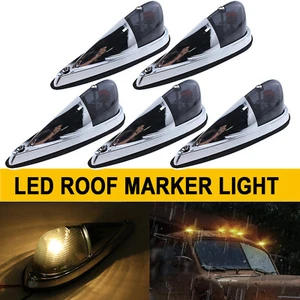 Amber Cab Roof Marker Light Smoked Lens for Truck 5pcs Universal Teardrop Style - Picture 1 of 11