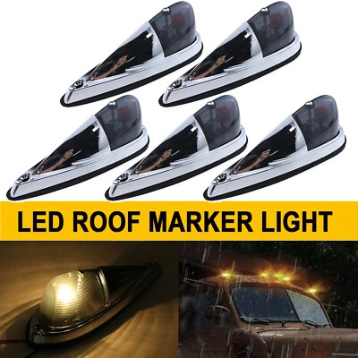 Amber Cab Roof Marker Light Smoked Lens for Truck 5pcs Universal Teardrop Style - Image 1 of 4