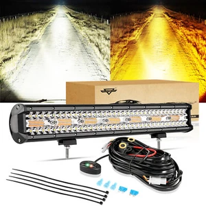 AUXBEAM 20"inch Amber White Strobe LED Light Bar For 2019-2024 Chevy Silverado - Picture 1 of 12