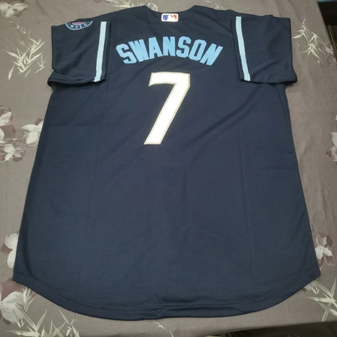 Dansby Swanson #7 Chicago Cubs City Connect Navy Cool Base Jersey Cover