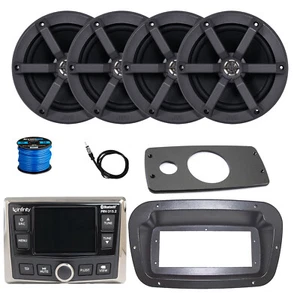 JBL Marine Radio, Antenna, 4x 6.5" 100W Black Speaker w/Wire,Spa Bezel, Adapter - Picture 1 of 7