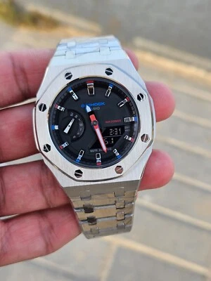 Custom G-Shock GMA-2100 | Caja octogonal 43 mm | Correa de acero inoxidable | 20BAR WR Foto 1 de 4