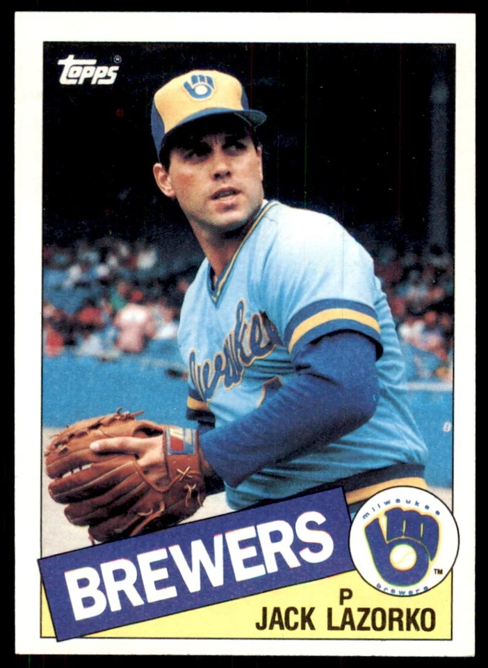 1985 Topps Baseball Card Jack Lazorko Rookie Milwaukee Brewers #317 - Image 1 of 2