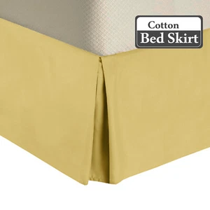 450TC Cotton Bed Skirts-15" Drop Pleated Tailored Bed Skirts with Split Corners - Picture 1 of 7