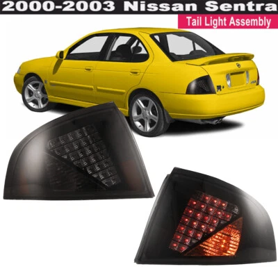 LED Smoke Lens For 2000-2003 Nissan Sentra Tail Lights Driving Rear Brake Lamps - Image 1 of 4
