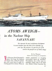 "In the Nuclear Ship SAVANNAH" Vintage Original 1961 Magazine Cutting Ephemera - Picture 1 of 1