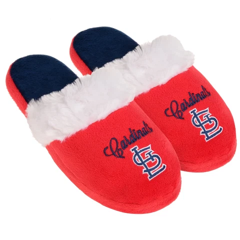 St Louis Cardinals Womens Colorblock Fur Slide Slippers MLB Cover