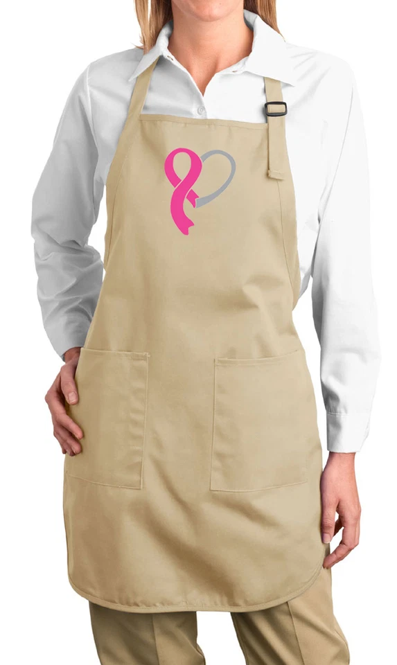 Delantal para damas con cinta de concientización sobre el cáncer de mama corazón damas Foto 1 de 1