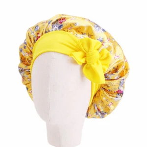 Kids Girls Satin Sleep Night Cap Hair Care Headwrap Wide Band Hat Turban Bonnet - Picture 1 of 21