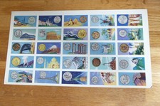 AMARAN TEA 25 CARD SET ON UNCUT SHEET COINS OF THE WORLD  1964