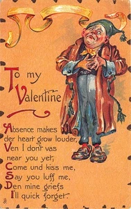 To My Valentine Raphael Tuck Leatherette Poem Man Postcard - Picture 1 of 2