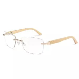 Glasses Men Lightweight Wood Frame Clear Lens Eyeglasses Fashion Cholo Rapper - Picture 1 of 4