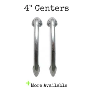 Pairs of Vintage Drawer Pulls 4 inch centers MCM Chrome Vertical Handles H6 - Picture 1 of 8