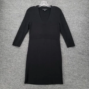 Banana Republic Dress Womens PM Medium Petite Black V Dress Sweater Silk Blend - Picture 1 of 12