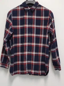 Uniqlo Womens Flannel Shirt XL Button Up Long Sleeve Plaid Cotton - Picture 1 of 16