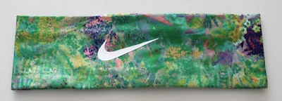 Nike Printed Fury Headband 3.0 Adult OSFM Green Strike/Rush Fuchsia/White - Image 1 of 3