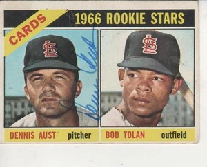 DENNIS AUST SIGNED 1966 TOPPS #179 - ST. LOUIS CARDINALS - Picture 1 of 1