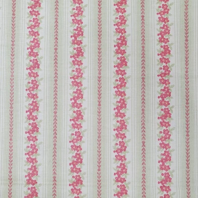 April Cornell Moda Fabric 56 x 43 Pink Floral Sage Yellow Striped - Image 1 of 4
