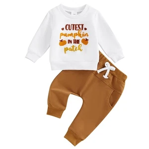 Newborn Baby Boy Clothes Set 2pcs Long Sleeve Top and Pants Suit Toddler Baby... - Picture 1 of 9