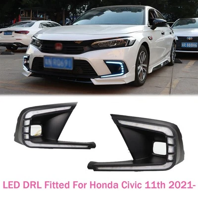 LED DRL Fog lights Daytime Running Lights Head Lamp Fit For Honda Civic 2021+ - Image 1 of 4