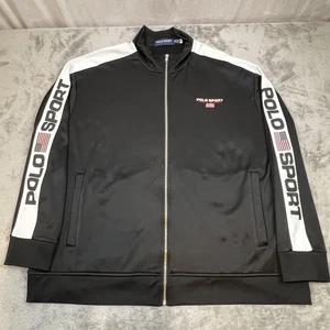 Polo Sport Ralph Lauren Jacke Herren 3XB Big & Tall schwarz Track Full Zip USA Flagge - Bild 1 von 13